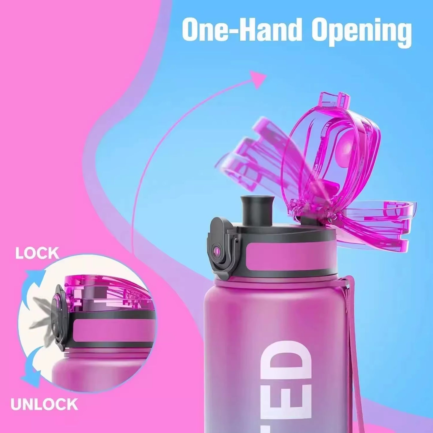 1000Ml Large Capacity Sports Water Bottle Portable Plastic Water Cup Outdoor Cycling Hiking Camping Beach Drinking Tools Gym Jug